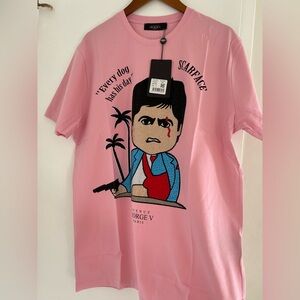 Avenue George v Paris T-Shirt luxury Scarface with rhinestones  Large 2XL 3XL